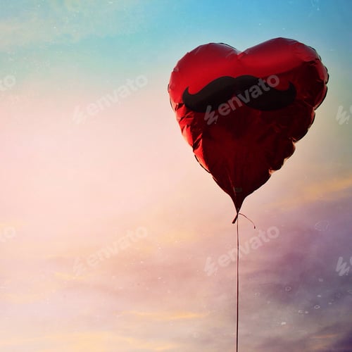 Preview: Mustache. Red Balloon.. In Love. Heart.