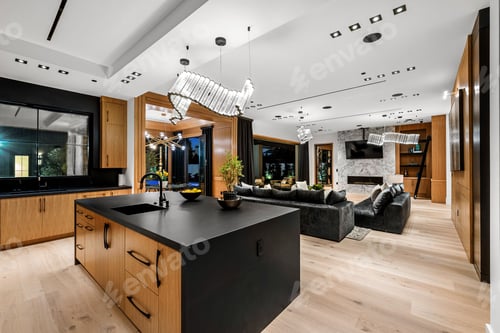 Preview: Modern open-plan kitchen and living room