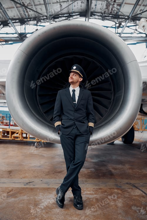 Preview: profesol confident pilot is checking plane in hangar
