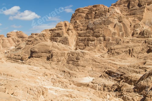 Preview: White canyon with yellow rocks. Egypt, desert, the Sinai Peninsula, Dahab.