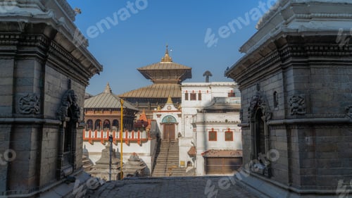 Preview: Scenic view of a Pashupatinath Temple in Nepal in blue sky background