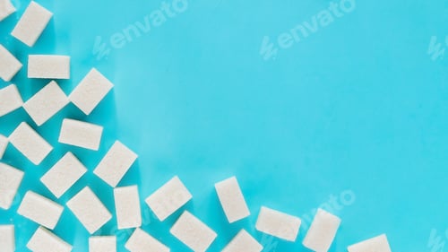 Preview: background of white sugar cubes with copy space