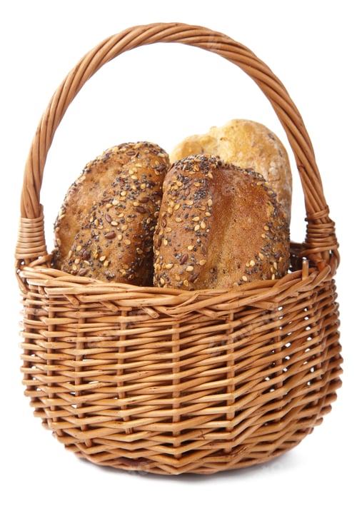 Preview: healthy bread in basket isolated