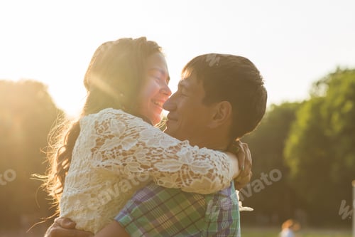 Preview: Romantic young love couple in summer nature