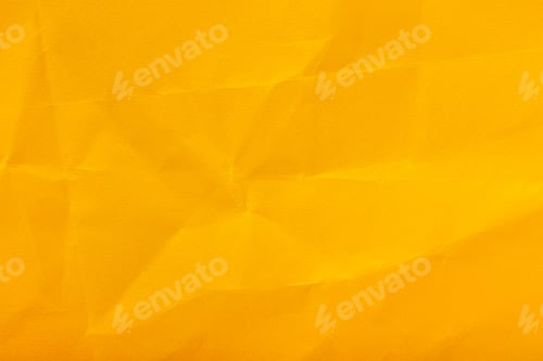Preview: Creative bright yellow crumpled textured paper, blank background