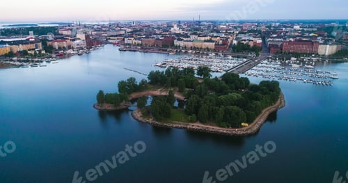 Preview: Tervasaari island and Helsinki cityscape 01