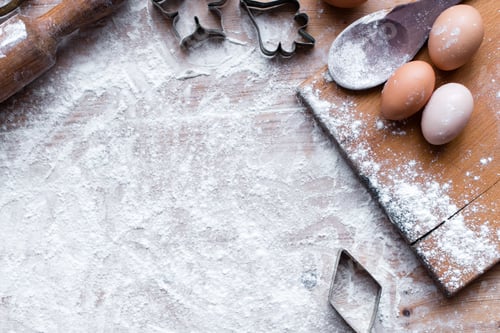 Preview: The process of cooking, wooden background, top view
