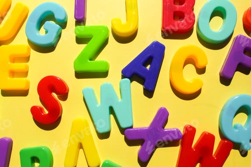 Preview: Colorful letters on a yellow