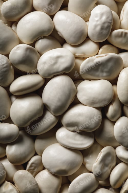 Preview: close up of white beans as textured background with copy space