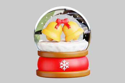 Preview: Christmas bells snow globe scene