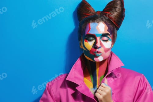Preview: Model with a creative pop art make-up on her face