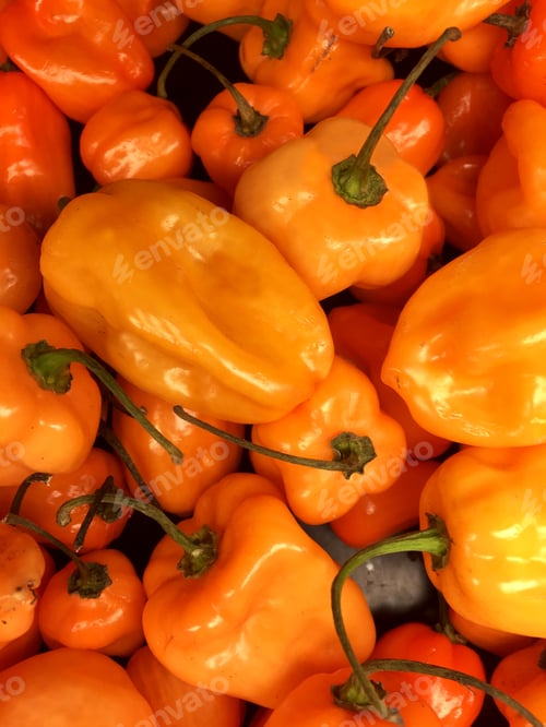 Preview: Organic orange habañero peppers.