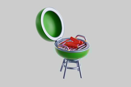 Preview: Green spherical grill with sausages