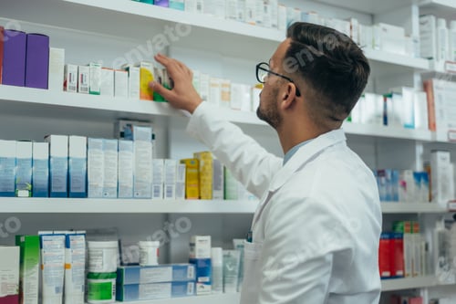 Preview: Handsome pharmacist working in a pharmacy