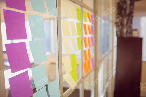 Preview: Wall with post-it on at the office
