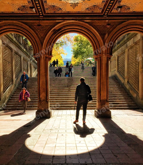 Preview: Light and Shadow Autumn in New York Central Park Bethesda Terrace Architecture Afternoon sunlight