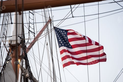 Preview: National flag of USA waving in wind