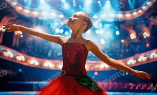 Preview: girl in a red tutu dancing on the stage