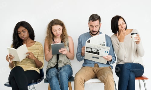 Preview: Diverse group of people busy working