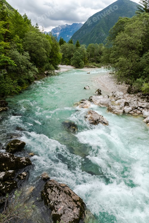 Preview: Emerald green clean water of Soca river in Slovenia