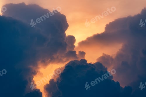Preview: Beautiful dramatic sky and cumulus clouds in the sunset