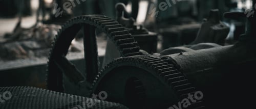 Preview: Close-up old industrial gear wheels., industry parts concept.