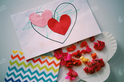 Preview: Letter to mom with love from 4 year old. My son draw this card at school