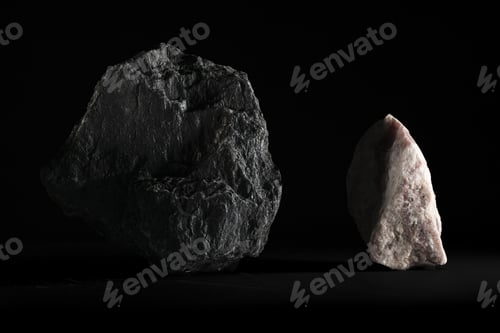 Preview: Closeup shot of igneous rocks on a black background