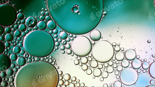 Preview: Abstract Colorful Food Oil Drops Bubbles and spheres Flowing on Water Surface