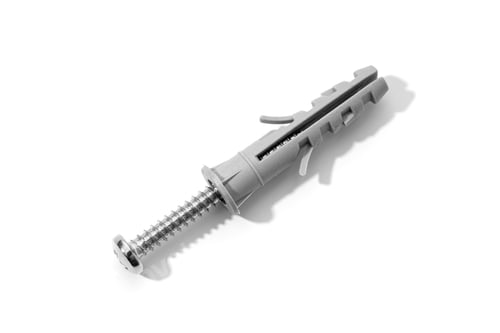 Preview: Plastic dowel and screw isolated on a white background