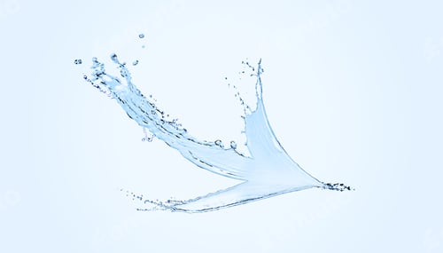 Preview: Arrow of water on light blue background