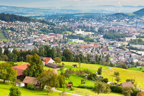 Preview: View from the mountains to the city of Lucerne