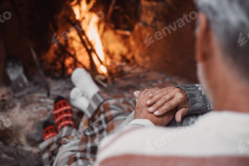 Preview: Old caucasian couple spending leisure time together at home. Loving romantic husband