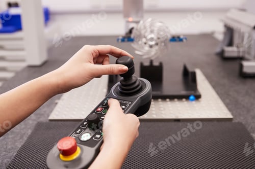 Vista previa: Close Up Of Joystick Control On CMM Coordinate Measuring Machine