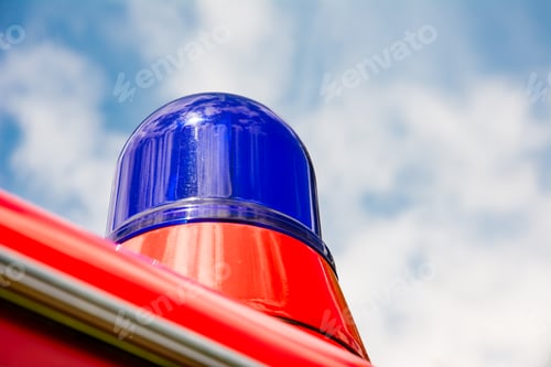 Preview: Blue light of a fire truck oldtimer