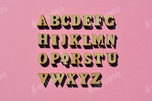 Preview: Uppercase wooden alphabet letters, a to z
