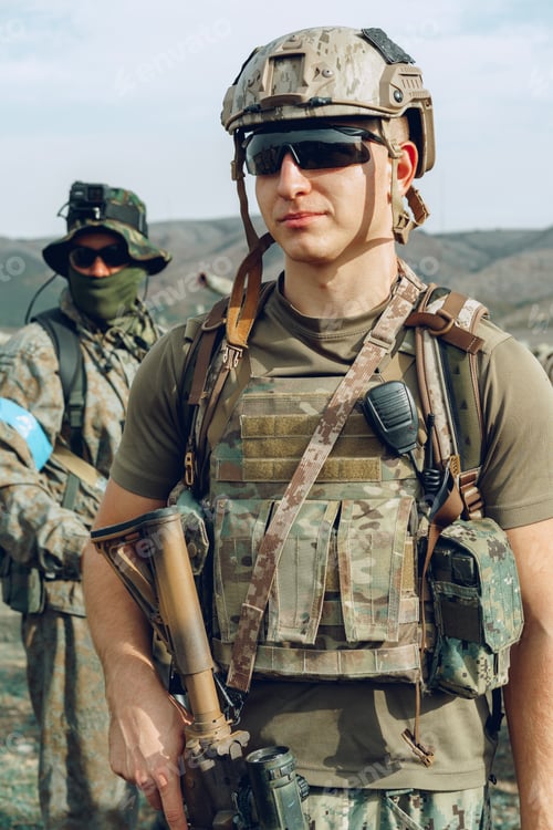 Preview: Soldier standing on polygon during military training