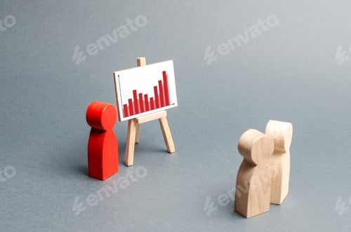 Preview: The businessman reports to his staff at a briefing