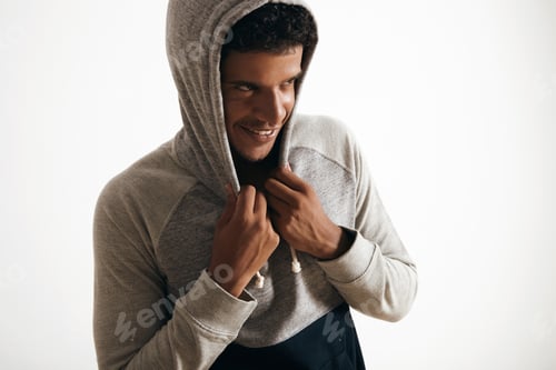 Preview: Man in blank heather gray clotching mockup set
