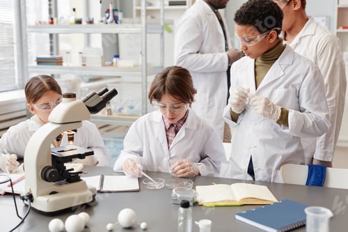 Preview: Kids Enjoying Science Experiments in School Laboratory