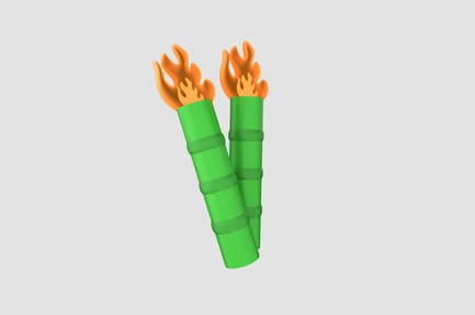 Preview: Bamboo Torch 3D illustration