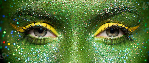 Preview: Beautiful female eyes with sparkles on her face