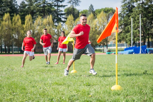 Preview: Football players training in soccer field