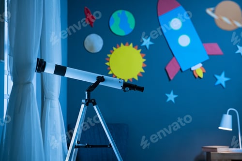 Preview: Telescope in astronomic child's bedroom