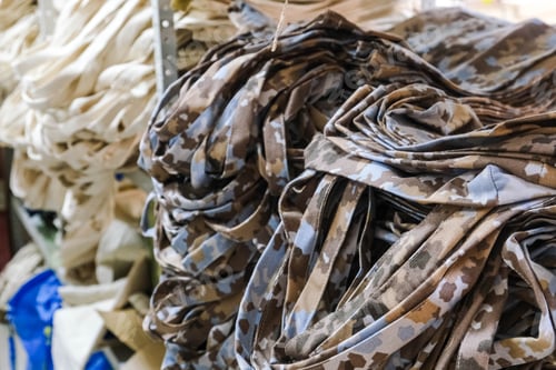 Preview: Handles of cotton eco-bags in a stack