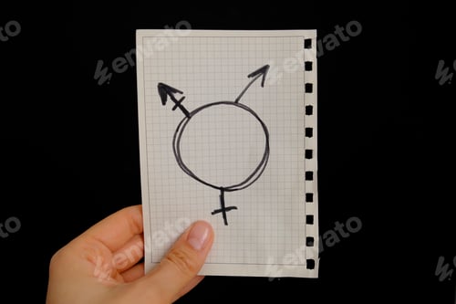 Preview: Transgender symbol on a black background close-up