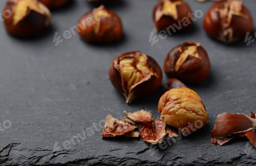 Preview: Roasted chestnuts on slate board