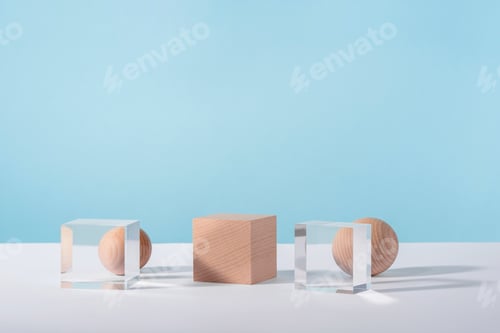 Preview: Creative geometric product stage mock up, cosmetics display platform, product advertising, geometric