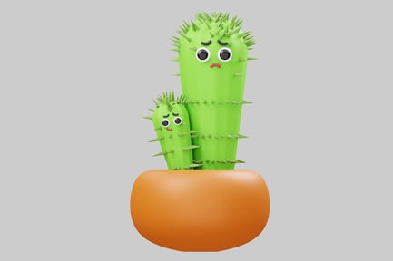 Preview: Two cartoon cacti in an orange pot