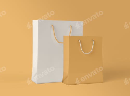 Preview: 3D Illustration. Mockup of paper shopping bag.